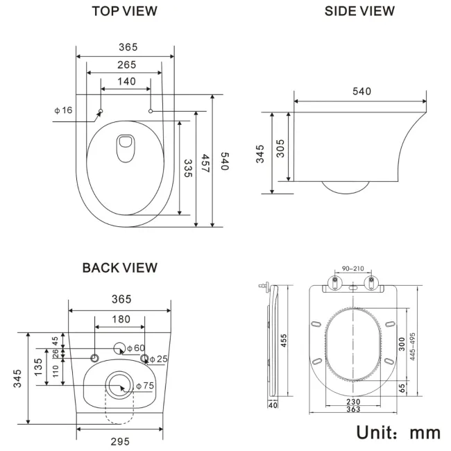 Tucson Rimless Wall Hung Toilet With Premium Soft Close Slim Seat