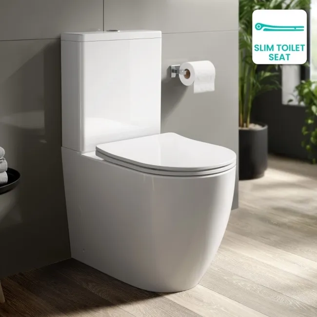 Utah Rimless Close Coupled Toilet With Premium Soft Close Slim Seat