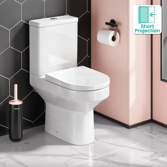 Denver Short Projection Rimless Close Coupled Toilet With Soft Close Seat