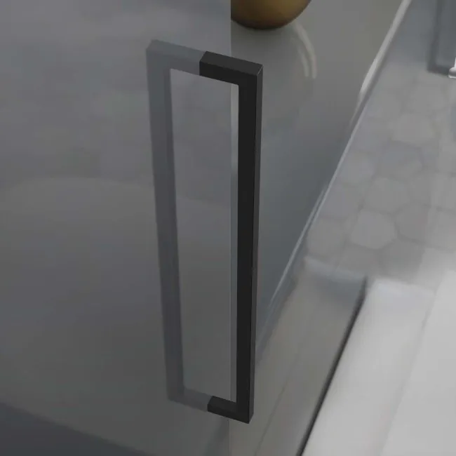 Harper Stone Grey Floor Standing Tall Cabinet 1900x300mm - Black Accents  