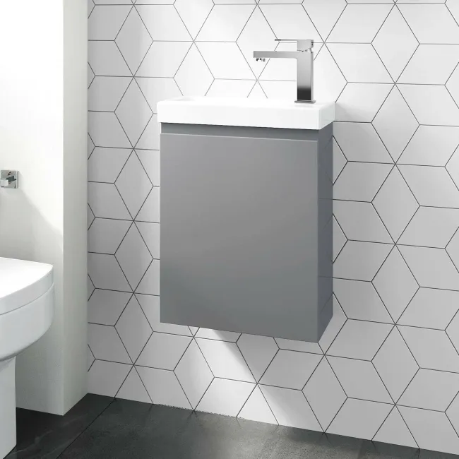 Trent Stone Grey Cloakroom Wall Hung Basin Vanity 400mm