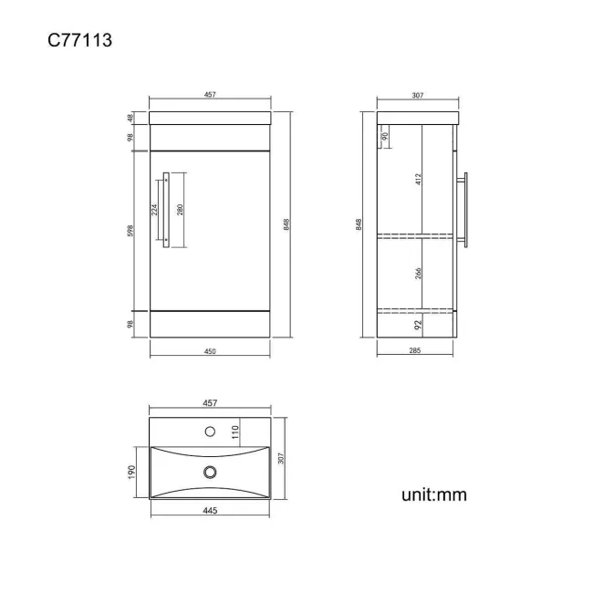 Avon Gloss White Basin Vanity 450mm