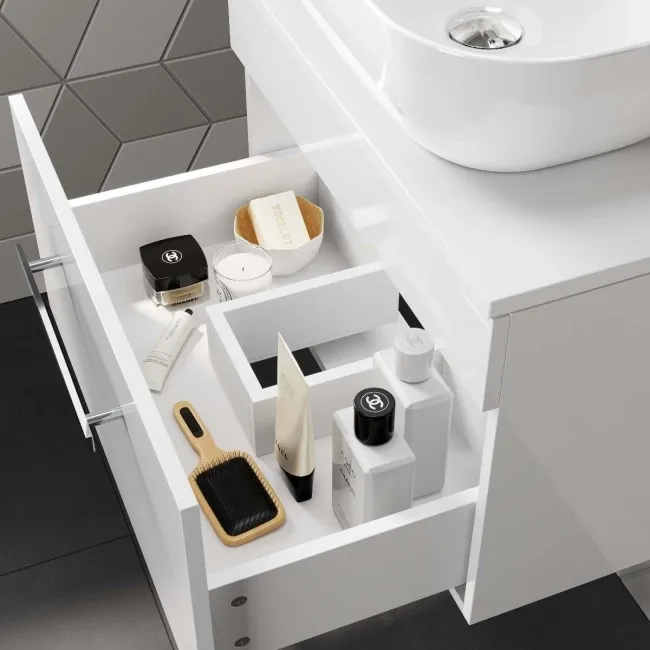 Avon Gloss White Wall Hung Drawer 600mm - Excludes Counter Top Basin