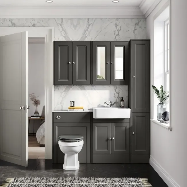 Monaco Graphite Grey Combination Vanity Basin with Marble Top 1200mm (Excludes Pan & Cistern)