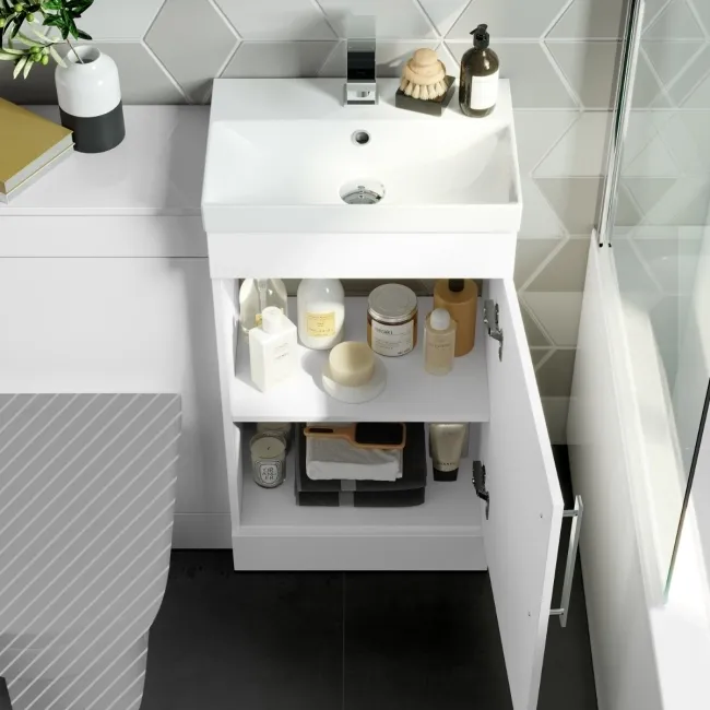 Avon Gloss White Basin Vanity and Back To Wall Unit 950mm