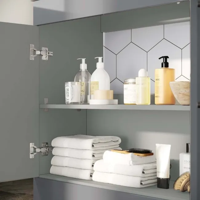 Avon Stone Grey Vanity with Marble Top & Oval Counter Top Basin 800mm - Black Accents