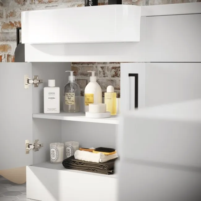 Harper Gloss White Combination Vanity Basin and Boston Toilet 1200mm - Black Accents - Left Handed