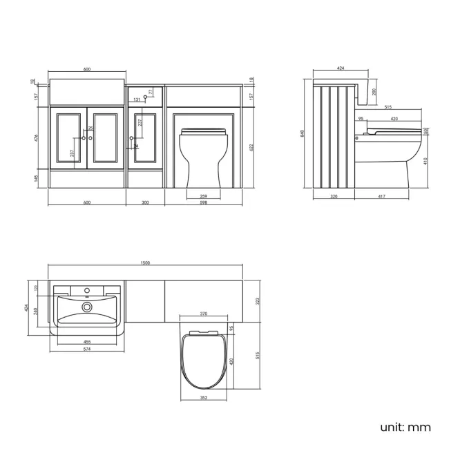 Monaco Midnight Green Combination Vanity Traditional Basin and Seattle Toilet 1200mm - Brushed Brass Accents