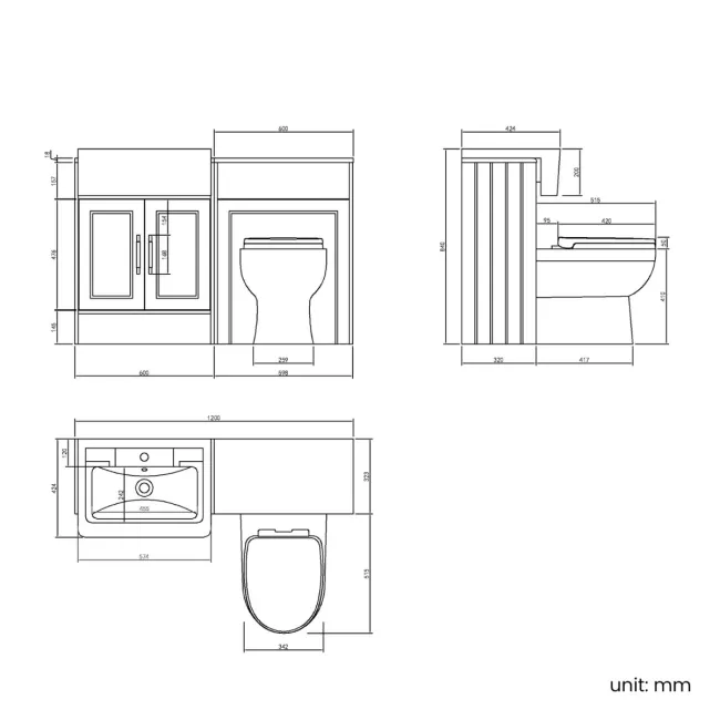 Monaco Midnight Green Combination Vanity Traditional Basin and Seattle Toilet 1200mm - Brass Knurled Handles