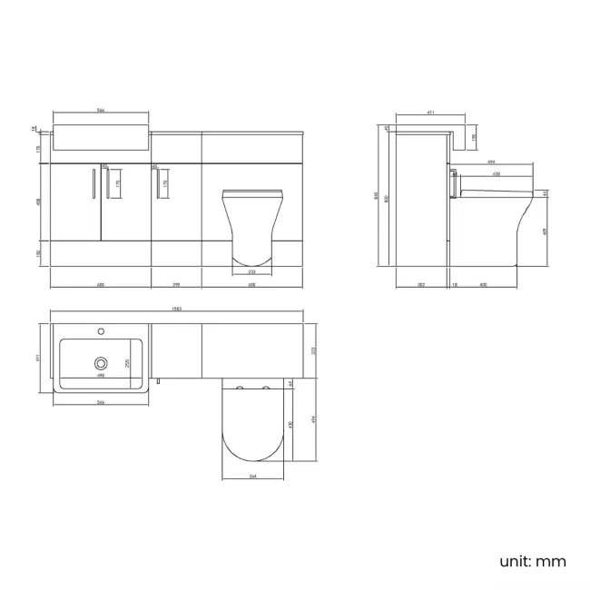 Harper Navy Blue Combination Vanity Basin and Tucson Toilet 1500mm - Brushed Brass Accents