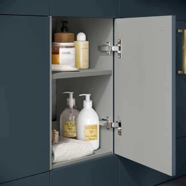 Harper Navy Blue Combination Vanity Basin and Boston Toilet 1500mm - Brushed Brass Accents