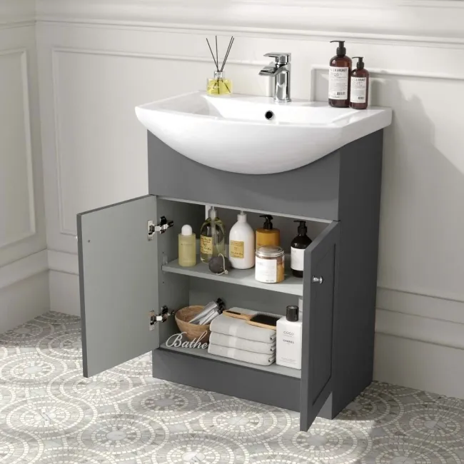 Capri Slate Grey Combination Vanity Basin and Austin Toilet 1150mm - Chrome Handles