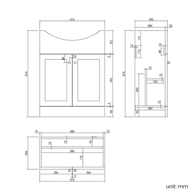 Capri Slate Grey Combination Vanity Basin and Austin Toilet 1150mm - Chrome Handles