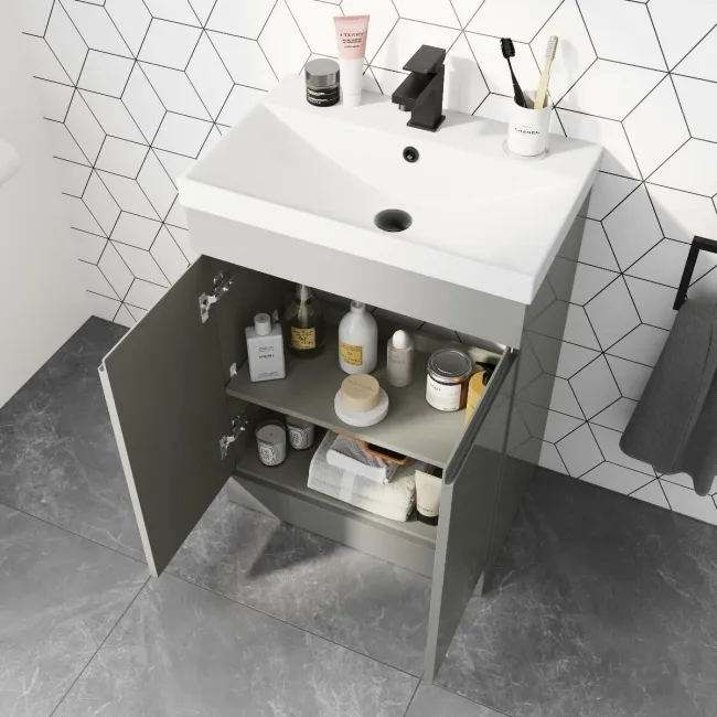 Trent Stone Grey Basin Vanity 600mm and Toilet Set