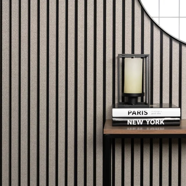 Trepanel® Texture Beige Herringbone Acoustic Wood & Felt Slat Panels