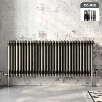 Athens Raw Metal Double Column Horizontal Traditional Radiator 600x1415mm