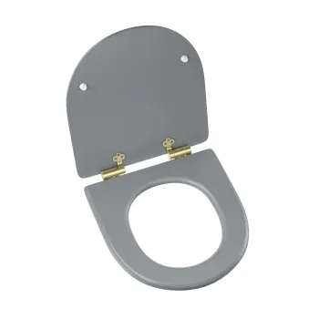 Kansas Traditional Dove Grey Wooden Soft Close Seat with Brushed Brass Hinges