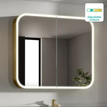 Willow Brushed Brass Illuminated LED Mirror Cabinet 700x800mm