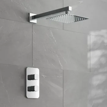 Galway Premium Chrome Square Thermostatic Shower Set - 200mm Head