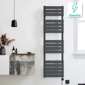 Santorini Electric Anthracite Flat Panel Heated Towel Rail 1600x450mm