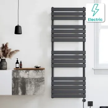 Santorini Electric Anthracite Flat Panel Heated Towel Rail 1600x600mm