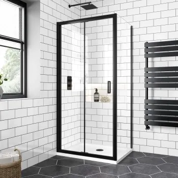 London Matt Black 6mm Bifold Shower Enclosure 900x700mm
