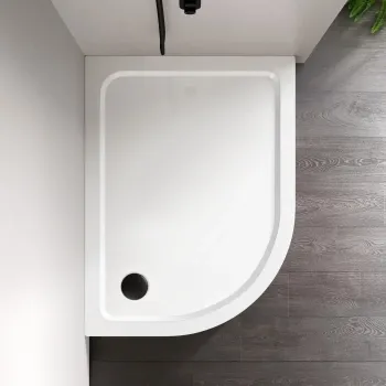 London Offset Quadrant Stone Shower Tray 1200x800mm - Left Handed & Riser Kit