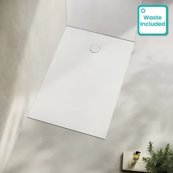 Seoul Low Profile Rectangular Matt White Stone Shower Tray 1400x800mm