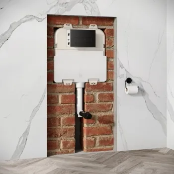 Idaho Pneumatic Concealed Cistern with Matt Black Flush Plate - Square Buttons