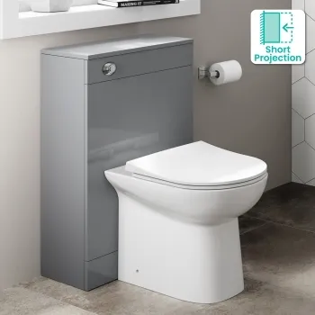 Avon & Trent Stone Grey Slimline Back To Wall Unit and Aruba Toilet