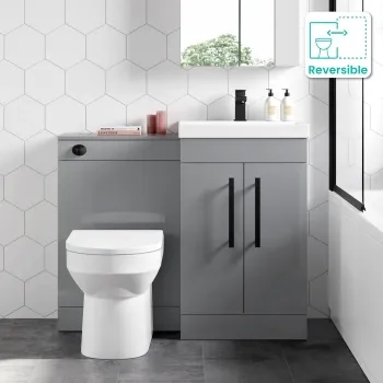 Avon Stone Grey Combination Vanity Basin and Miami Toilet 1000mm - Black Accents