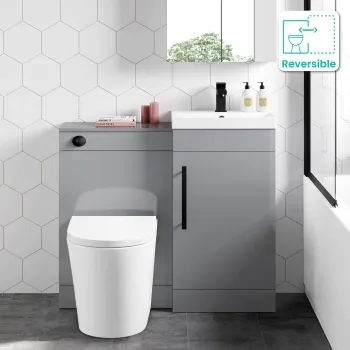 Avon Stone Grey Combination Vanity Basin and Boston Toilet 950mm - Black Accents