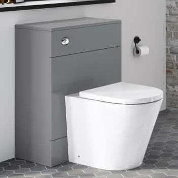 Harper Stone Grey Back To Wall Unit and Boston Toilet