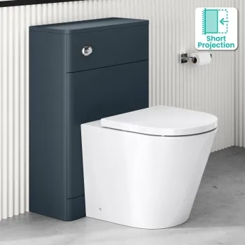 Corsica Curved Inky Blue Slimline Back To Wall Unit and Boston Toilet
