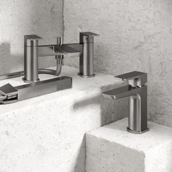 Soar Gunmetal Grey Basin & Shower Bath Mixer Tap Set