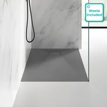 Berlin Rectangular Dark Grey Slate Effect SMC Composite Shower Tray 1200x900mm