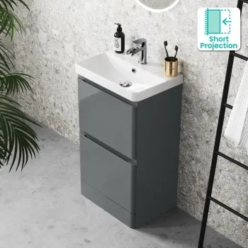 Corsica Storm Grey Slimline Basin Drawer Vanity 500mm