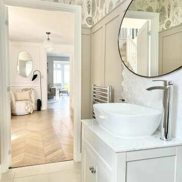 Lucia Chalk White Vanity with Marble Top & Curved Counter Top Basin 640mm