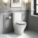 Kansas Traditional Rimless Close Coupled Toilet With Cotton White Wooden Seat - Brushed Brass Hinges