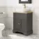 Lucia Graphite Grey Vanity with Oak Effect Top & Curved Counter Top Basin 640mm - Brushed Brass Accents