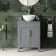 Bermuda Dove Grey Vanity with Round Counter Top Basin 600mm - Brass Knurled Handles