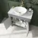Bermuda Dove Grey Vanity with Marble Top & Oval Counter Top Basin 800mm - Brass Knurled Handles