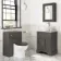Lucia Graphite Grey Vanity with Marble Top & Round Counter Top Basin 640mm - Brass Knurled Handles