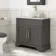 Lucia Graphite Grey Vanity with Marble Top & Round Counter Top Basin 840mm - Brass Knurled Handles
