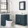 Lucia Inky Blue Basin Vanity 830mm - Brass Knurled Handles