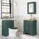 Lucia Midnight Green Vanity with Oak Effect Top & Round Counter Top Basin 640mm - Brass Knurled Handles