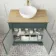 Lucia Midnight Green Vanity with Oak Effect Top & Round Counter Top Basin 840mm - Brass Knurled Handles
