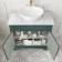 Lucia Midnight Green Vanity with Marble Top & Oval Counter Top Basin 840mm - Brass Knurled Handles