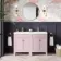 Bermuda Cashmere Pink Double Basin Vanity 1200mm - Brushed Brass Accents