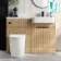 Sicily Fluted Country Oak Combination Vanity Basin and Utah Comfort Height Toilet 1200mm - Black Accents - Right Handed